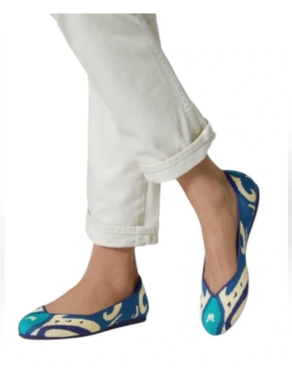 Rothy's limited-edition retired Moroccan Blue ikat pattern NWOT